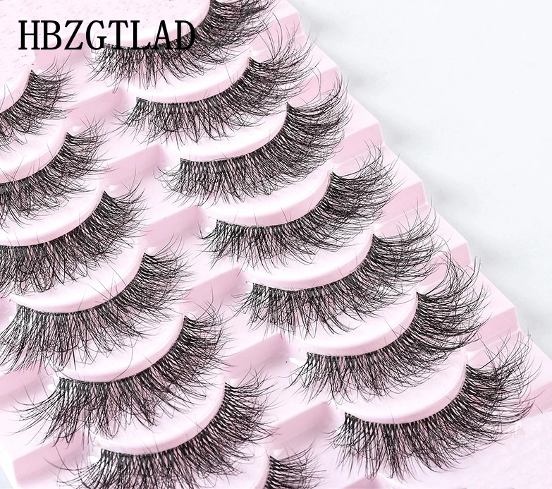 New 5/7/10 pairs Mink Eyelashes Clear Band Eye Lashes Crisscross Transparent Band False Eyelashes Handmade Natural Upper Lashes