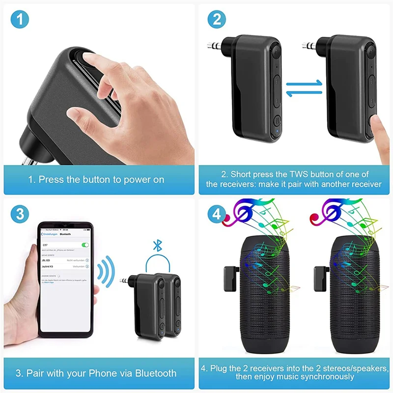 AF93-بلوتوث 5.3 سيارة AUX محول سماعة لاسلكية تعمل بالبلوتوث محول بلوتوث سيارة محول للسيارة/المنزل ستيريو