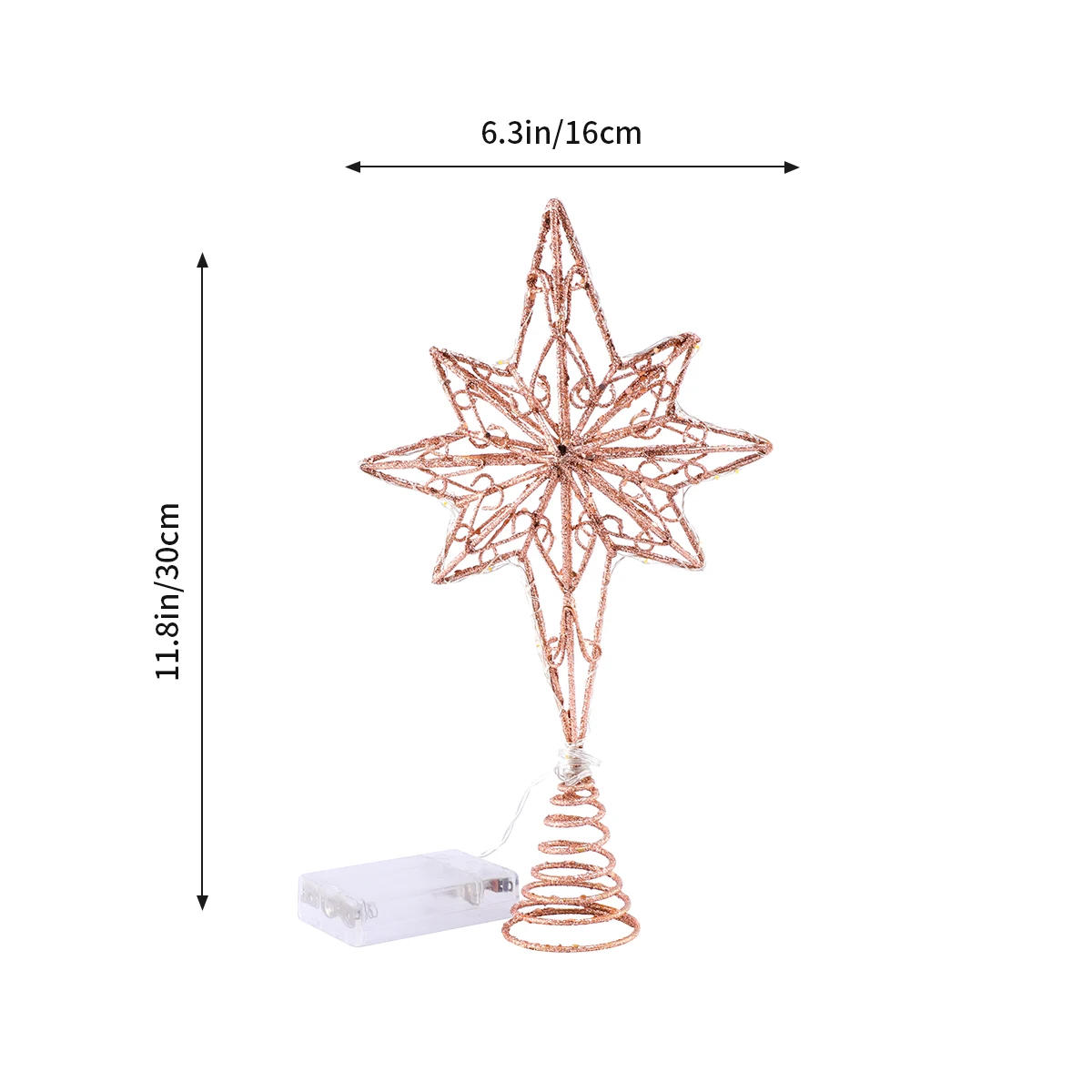 

Star Tree Topper Elegant Pointed Iron Star Festival Treetop for Christmas Tree Small Tabletop Decor Party Ornament