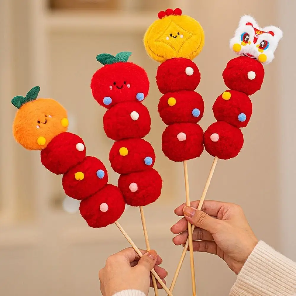Home Decor Creative New Year Plush Toy Funny Soft Ice Candy Gourd Bouquets Red Cute Tanghulu Stuffed Toy Spring Festival