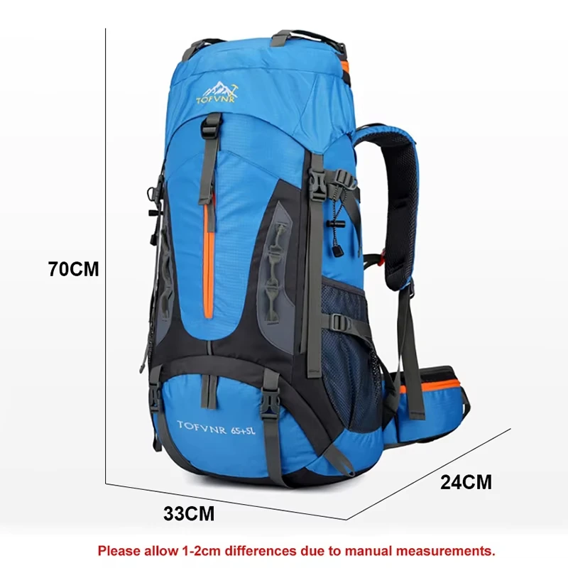 70L Climbing Backpack Cycling Bag Men Large Capacity Cross-country Hiking Mountaineering Bags Waterproof Camping Travel Rucksack