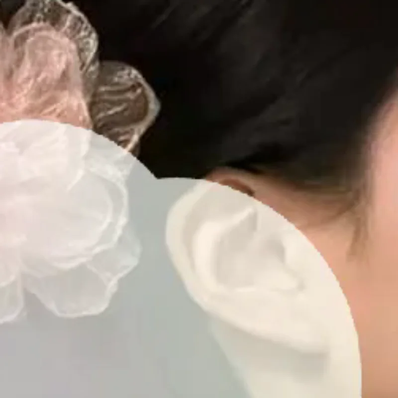 Organza Flower Hair Clip With Dangling Pearl Tassel And Romantic Elegant Design For Hanfu Photoshoots Weddings Daily Wear