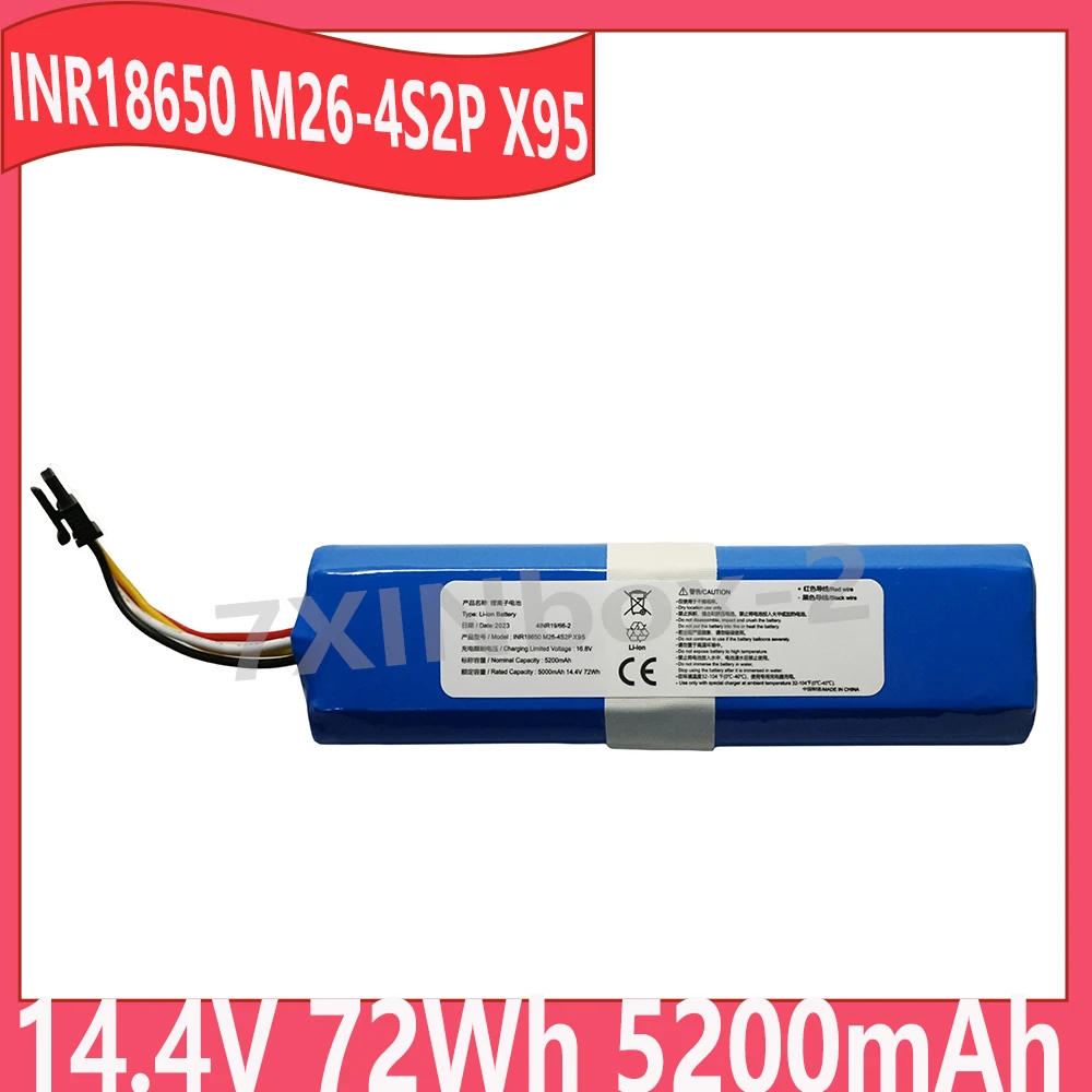 INR18650 M26-4S2P X95 14.4V 72Wh 5200mAh battery For Eufy Robovac L70 L10 Hybrid T2190G21 T2190 Hybrid Robot Vacuum Cleaners