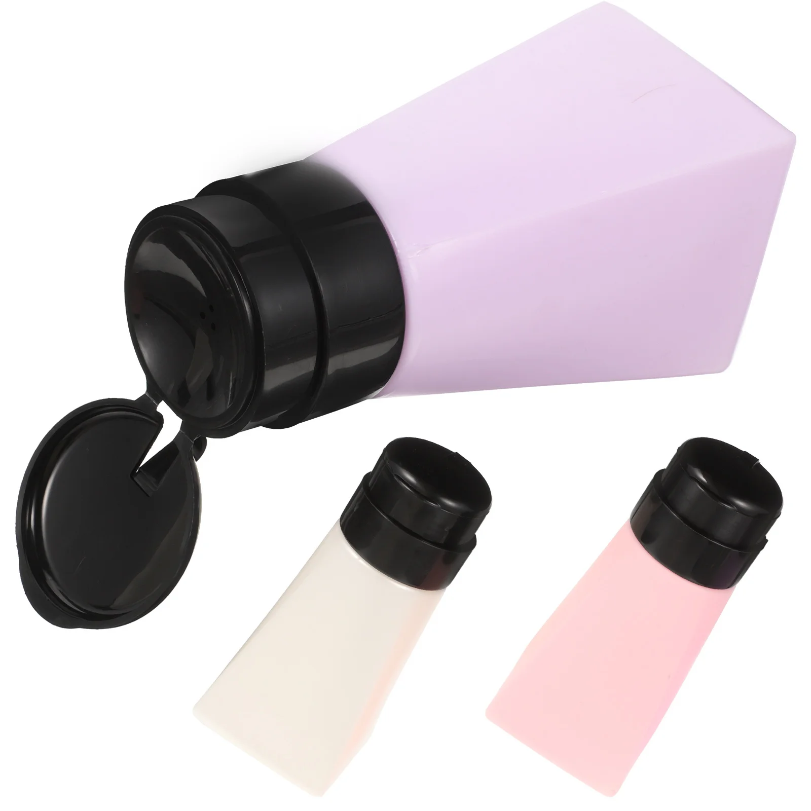 3 pezzi Bottiglie a pressione Dispenser per rimozione smalto a bocca larga Bottiglie con pompa vuote Contenitori per liquidi portatili Manicure