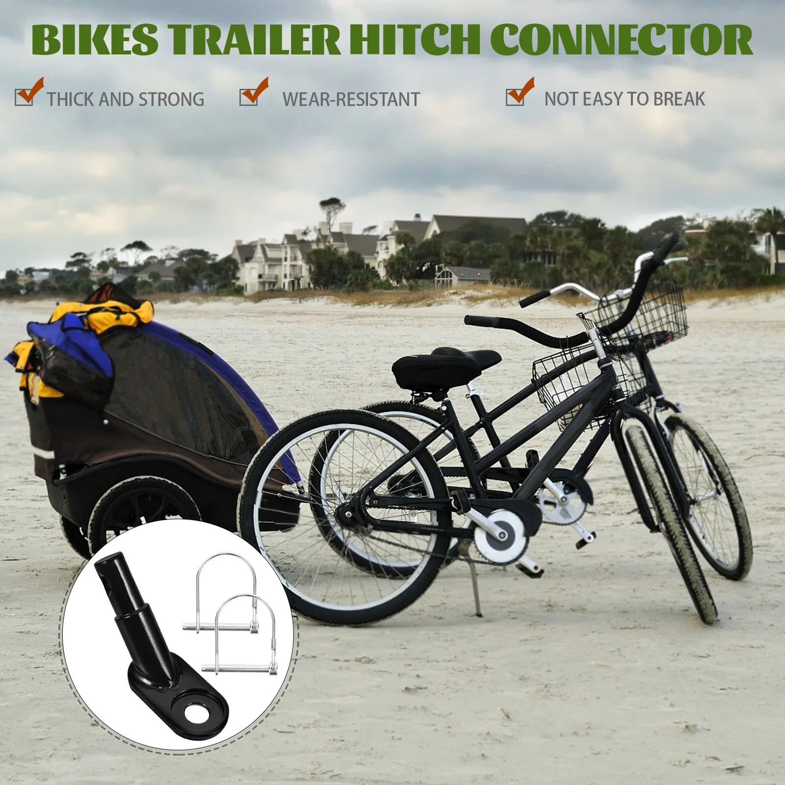 1Set Bike Trailer Hitch Iron Coupler Heavy Duty Durable Connector for Kids Trailer Bike Accessories Cycling Adapter Coupler