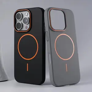 Casing Ponsel Magsafe Ultrathin Sederhana untuk Iphone 16 Pro Max 15 Pro 14 13 12 Lensa Warna Hit Matte Penutup PC Keras Pengisi Daya Nirkabel 12 pegangan kamera magsafe penjualan terbaik - №