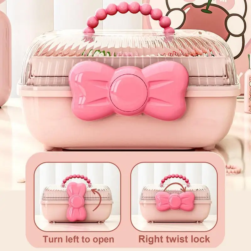 Children\'s Hair Accessories Storage Box Pink Convenient To Use Hair Rubber Belt Baby Head Rope Hairpin Jewelry Box Organizer