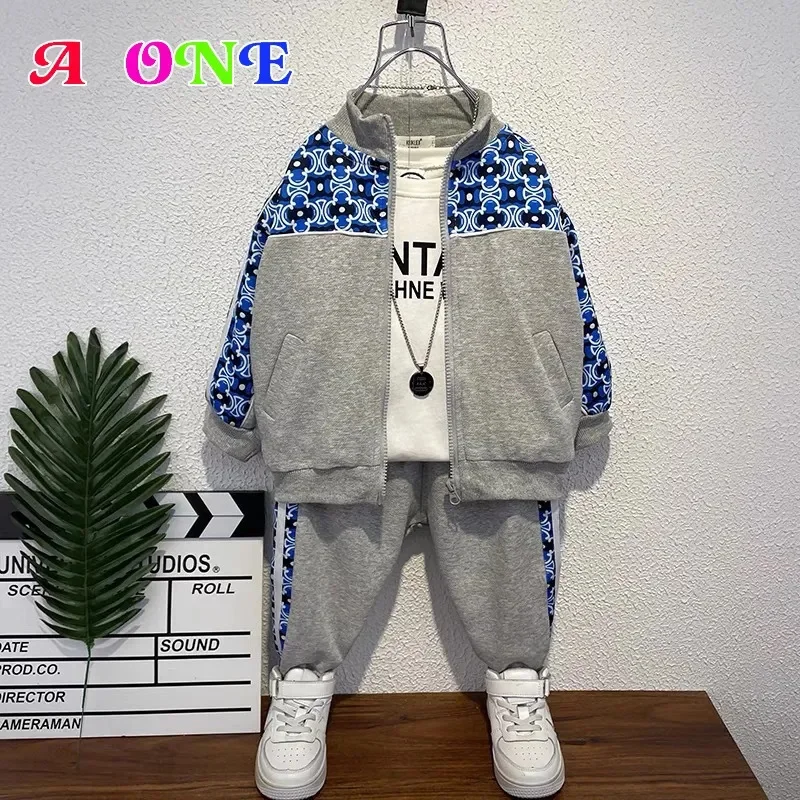 Spring Autumn Boutique Kids Clothing Clothes Boys Coat + Pants 2 Pcs Set Casual Outfits 2T To 10Yrs