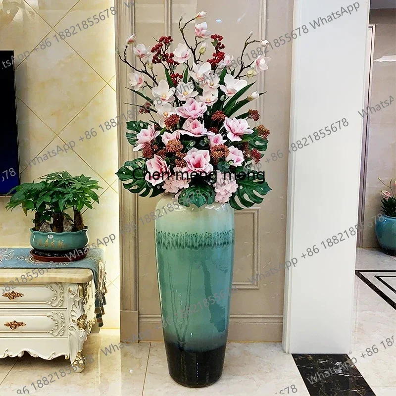 N138Ceramic floor-to-ceiling large vase ornament living room hotel flower arrangement dried flower decoration simple and modern