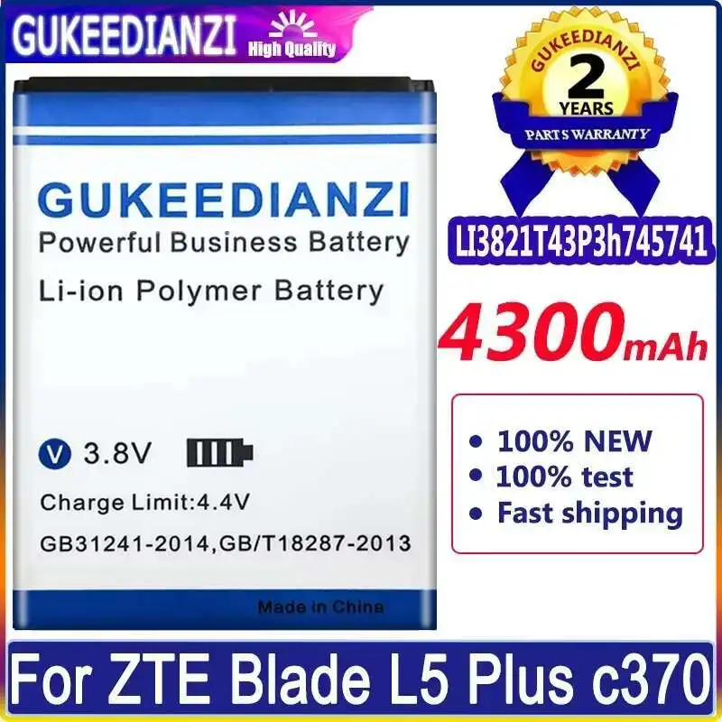 

For Zte Blade L5 Plus C370 Li3821t43p3h745741 4300Mah Long-Lasting Performance Mobile Phone Battery