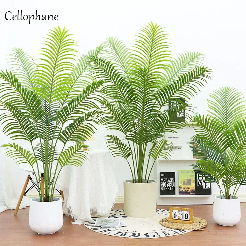 

Artificial Plants for Home Decor Large Tropical Fake Plants Green Plastic Palm Leafs Big Monstera Tree for Garden Decoration