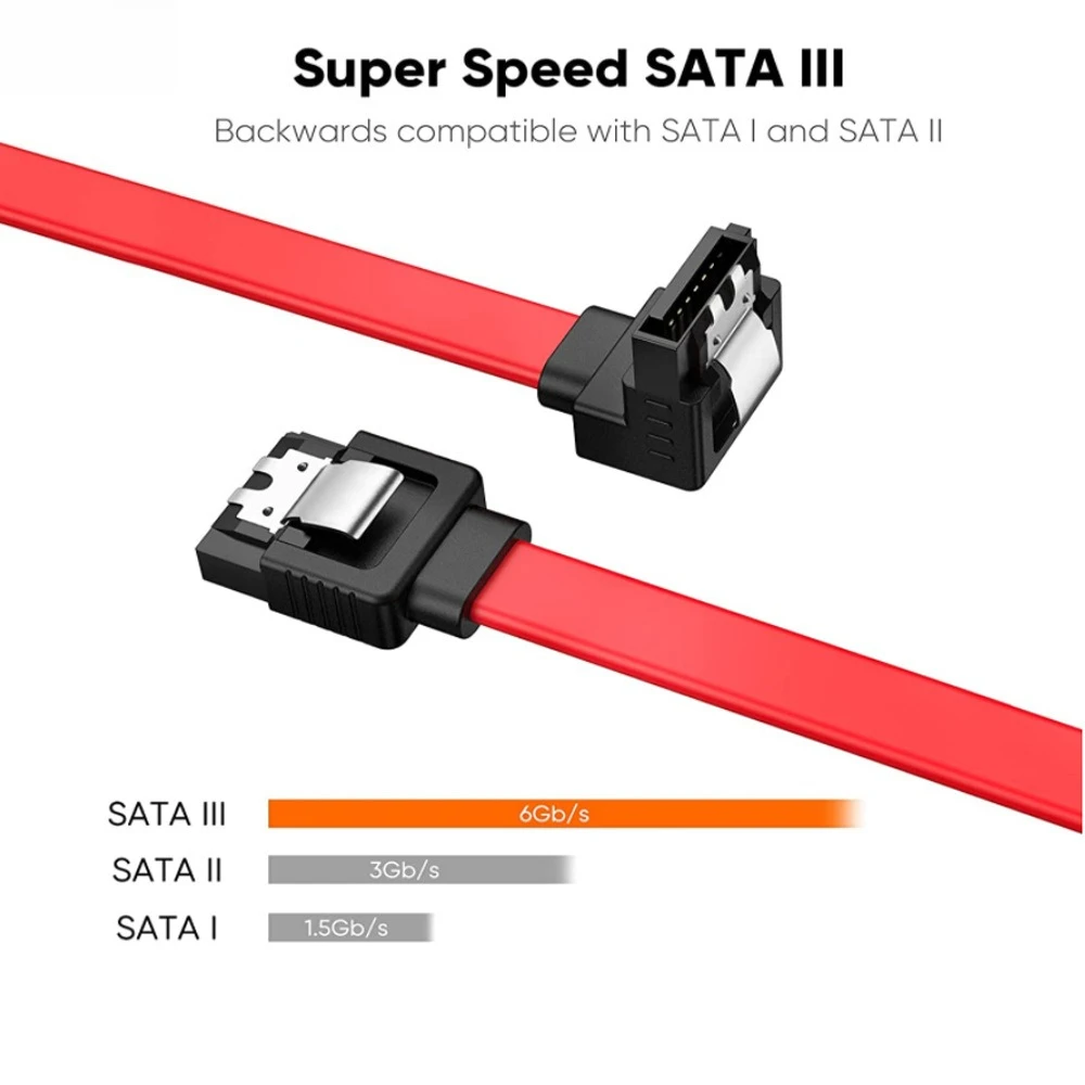 SATA 7Pメス 180度 - SATA 90度 7Pメス ヘッド レッド フラット ハードディスク コンピューターケース ケーブル 長さ 0.2M 0.3M 0.5M 1M