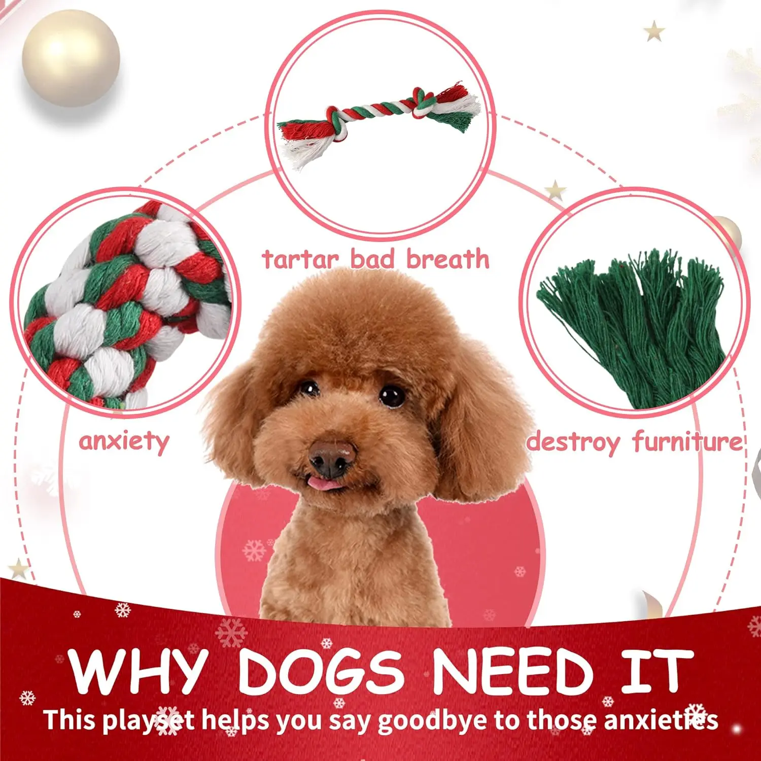 Interactive Dog Toys For Large Dogs Aggressive Chewers Christmas Dog Toys Rope Accessories Activity Intelligent Indestructible