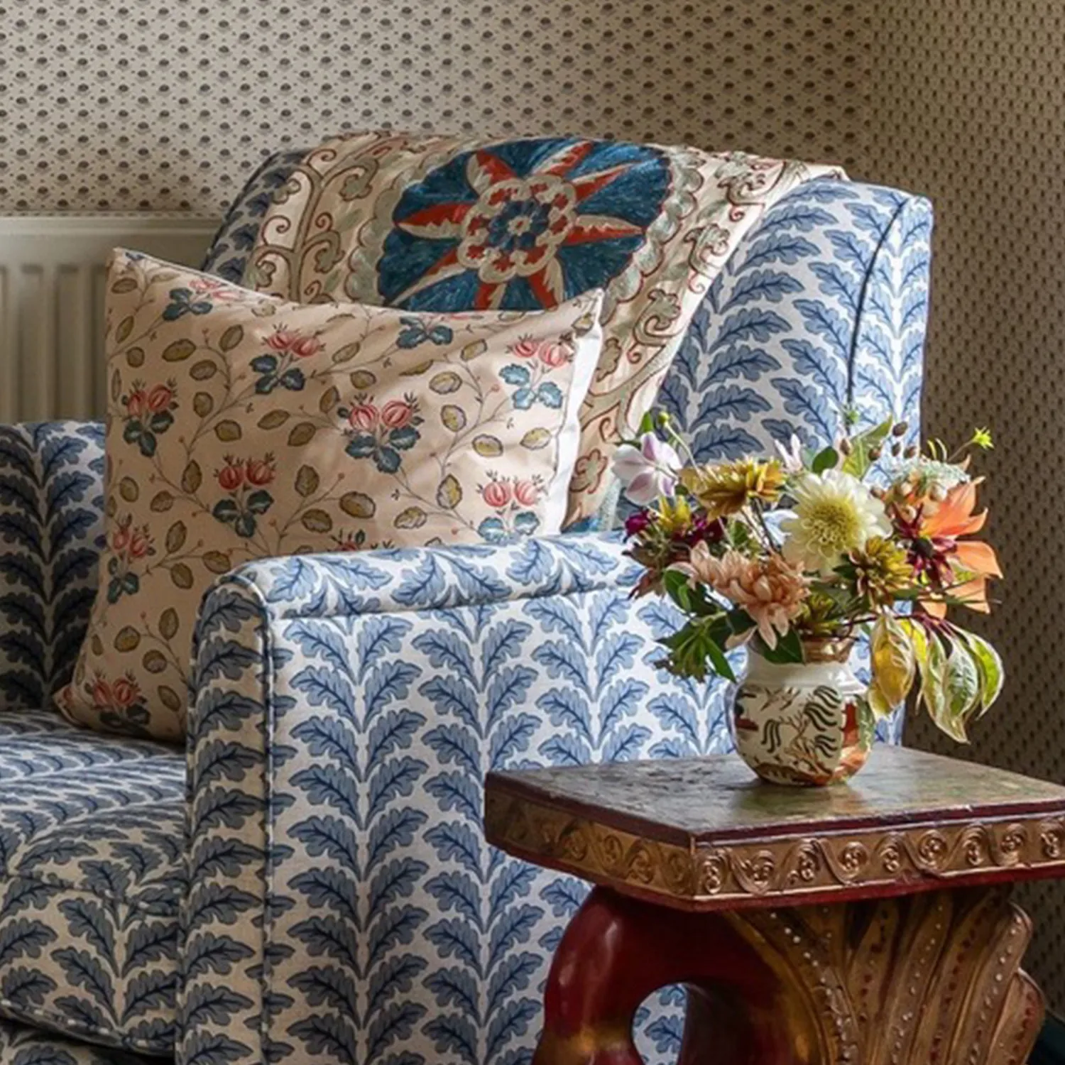 French printed solid wood sofa chair living room home leisure single chair American pastoral style bedroom balcony coffee chair