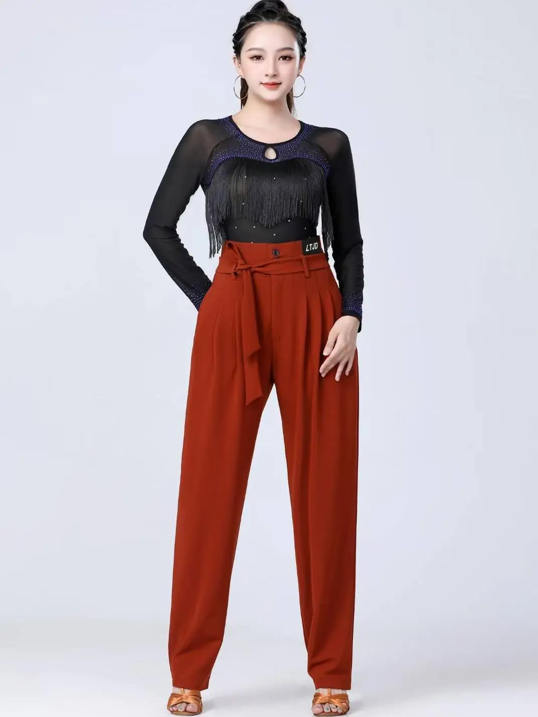 

Ele High-Waist Long Pants for Women Suitable for Square Dance Latin Dance Jitterbug Dance Sailor Dance with ket Cover