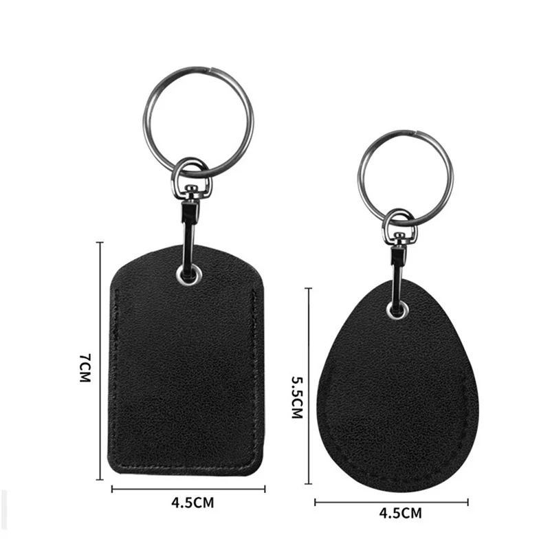 Vintage PU Leather Keychain Protective Case Proximity Keychain Door Lock Access Control Card Bag Key Tag Ring
