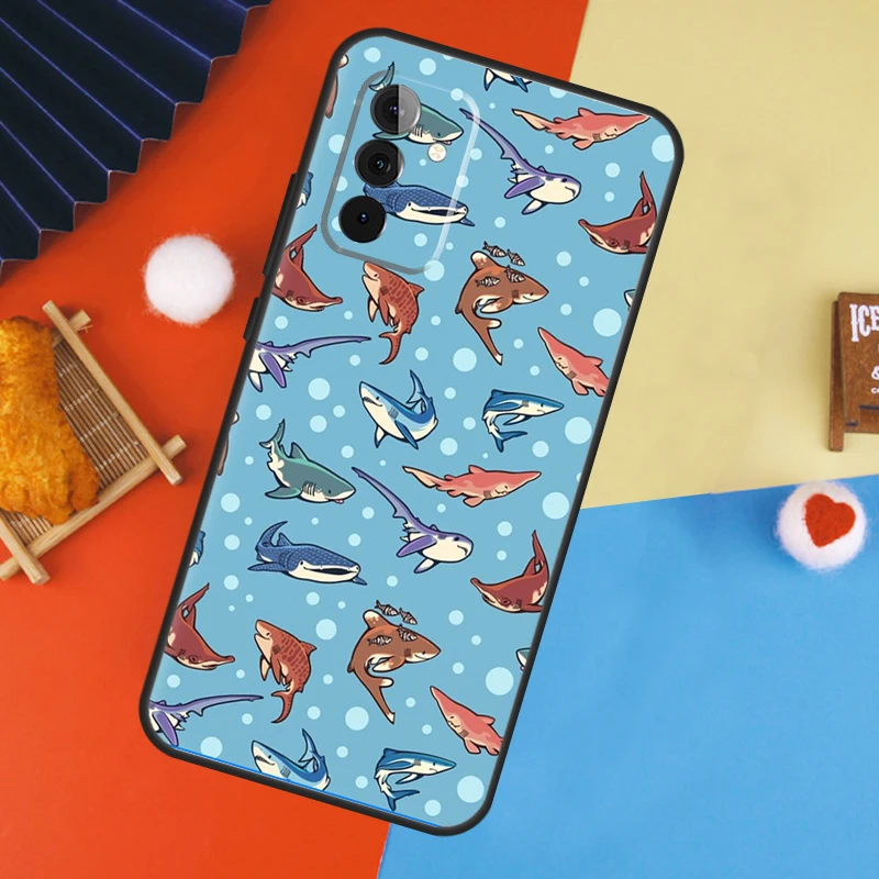 Cartoon Shark Case For Samsung Galaxy A52 A32 A12 A53 A33 A23 A13 A54 A34 A14 A51 A15 A25 A35 A55 Cover