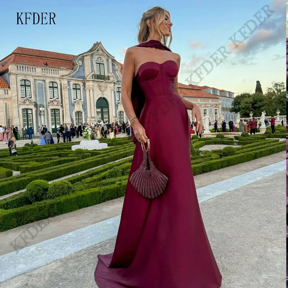 Customized Burgundy A Line Women Sweetheart Evening Dress Sleeveless Wedding Dresses Evening Dresses for Events Gowns Pleated