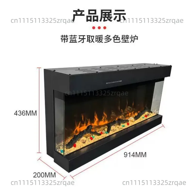 Modern 3 Sided Electric Fireplaces Realistic Logs Smart Wifi APP 3D LED Flames Fireplaces 36 Inch