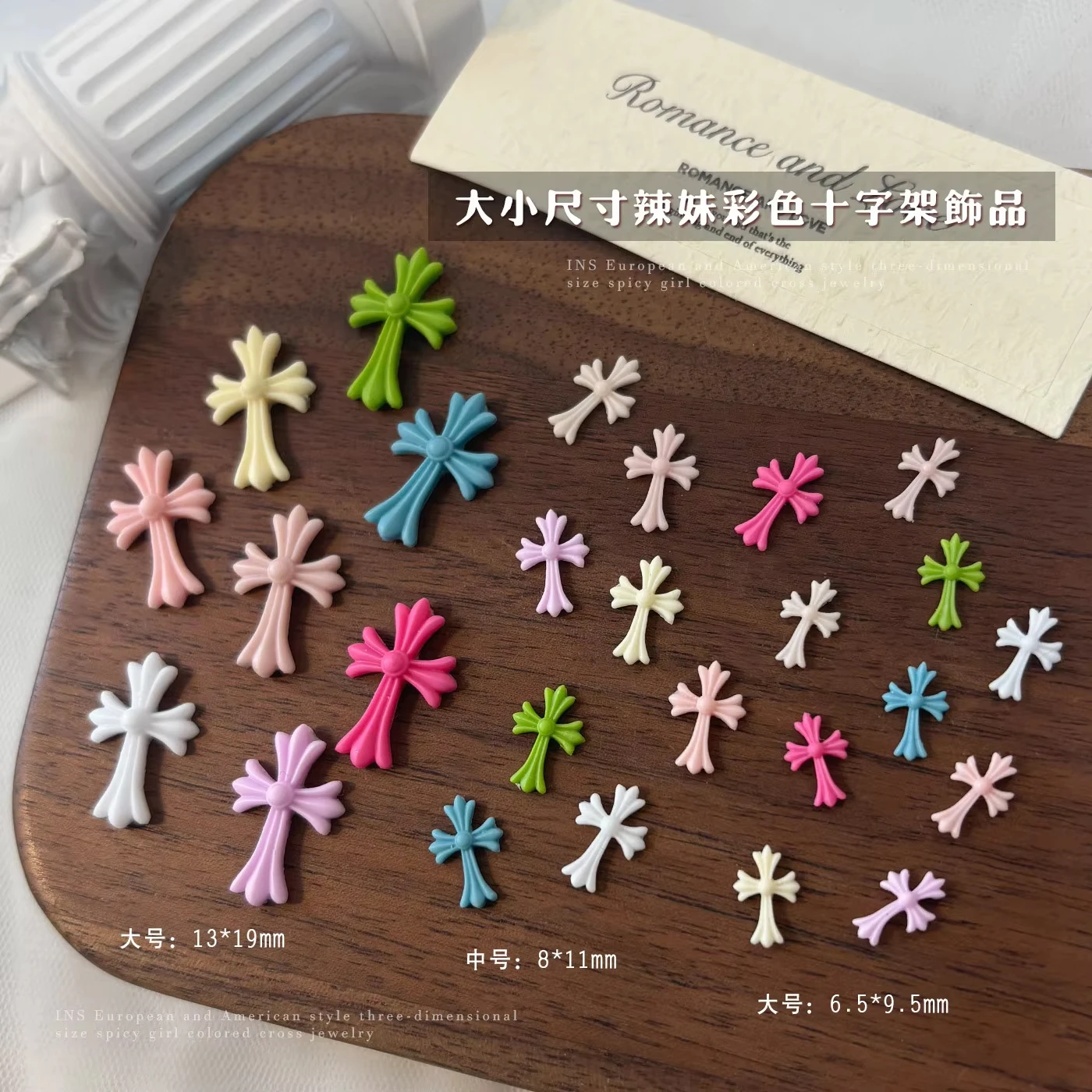 Image of 30-50 Stück Sommer-Dopamin-Kreuz-Nagelkunst-Aufkleber, französische Bänder, bunte Harz-Schleifen, niedliche Nagelkunst-Dekoration