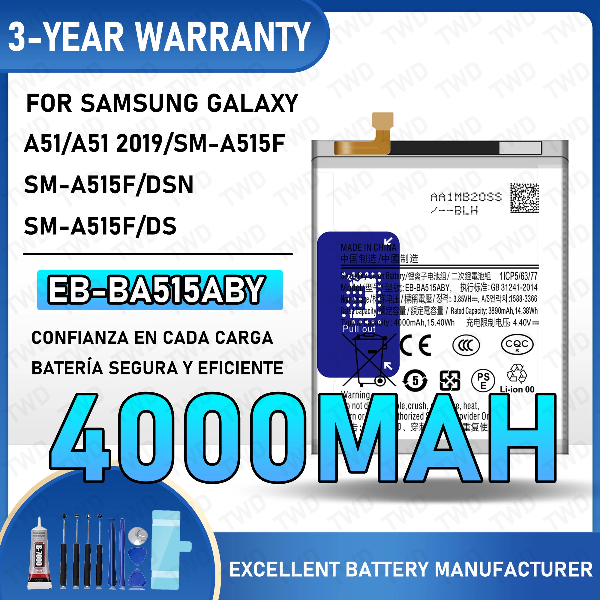 

EB-BA515ABY Large capacity Battery For Samsung Galaxy A51/A51 2019/SM-A515F/SM-A515F/DSN Batteries New High Quanlity+Free Tools