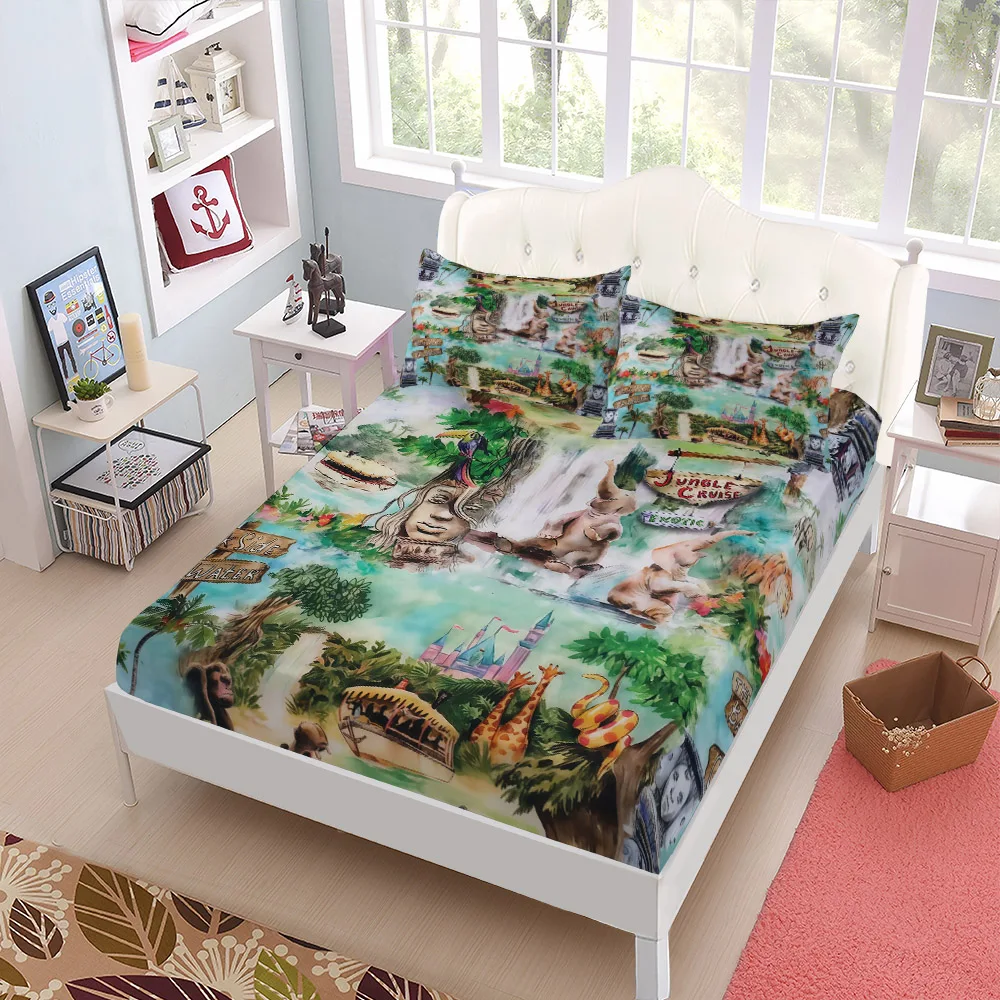 Jungle Cruise Single Full Queen Fitted Sheet Set