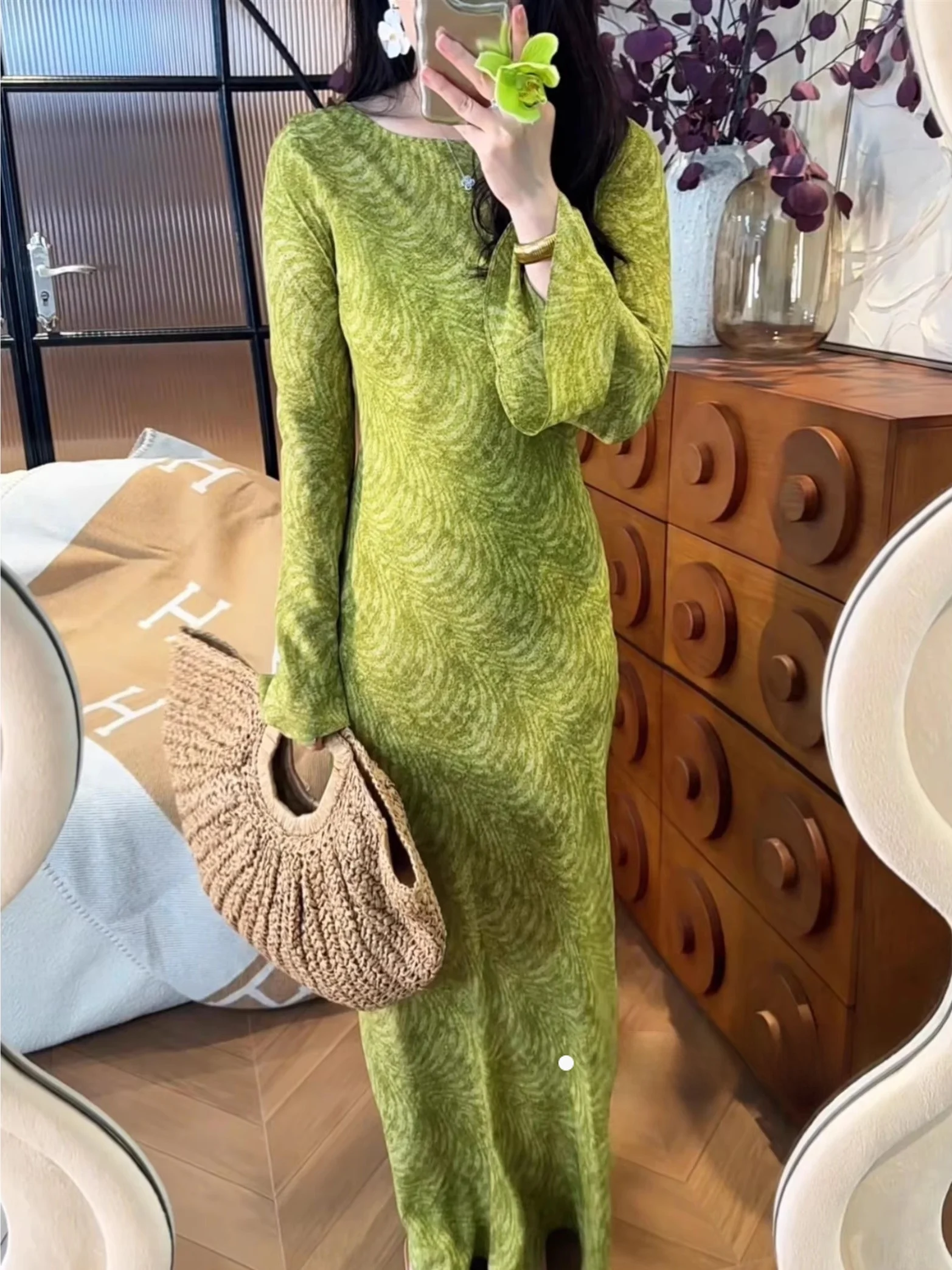 

Ele Long Sve Bell Bot Dr Faionable для похудения с высокой талией, зимняя новинка, женское трапециевидное платье, повседневное шикарное платье