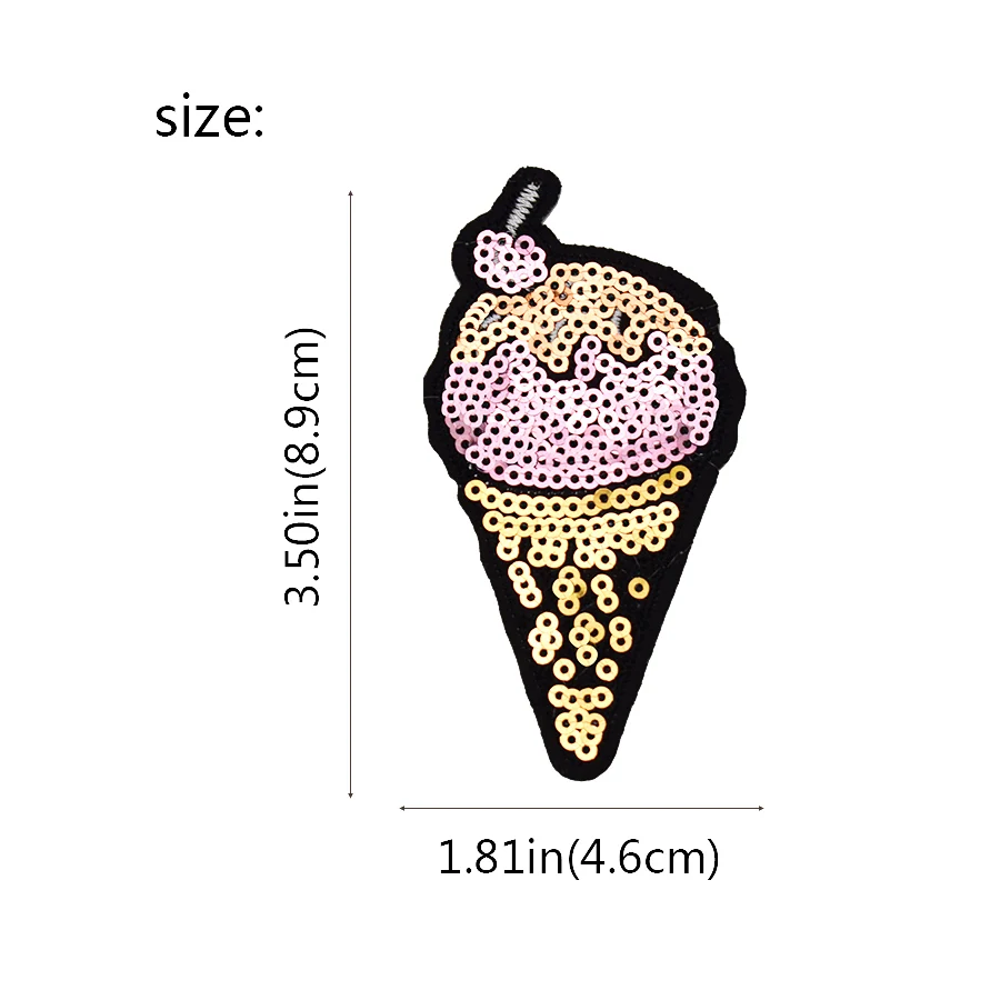 10PCS ice cream sequin applique patches for clothing applique iron on patch for clothing embroidered iron-on patch for clothes