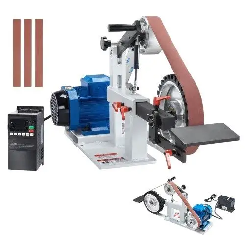 72x2 Variable Belt Grinder Sander, 1500W Polishing Machine with VFD, 3 Moulds & 3 Sanding Belts for Metal, Knife Making