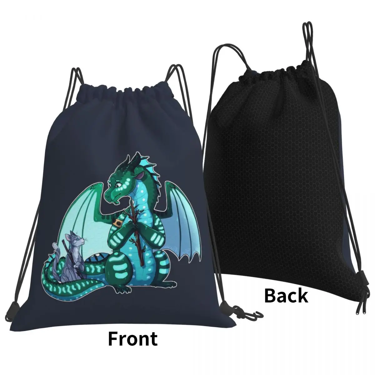 Wings Of Fire & Warriors - Turtle And Jayfeather Backpacks Portable Drawstring Bags Shoes Bag Book Bags for Man Woman Students
