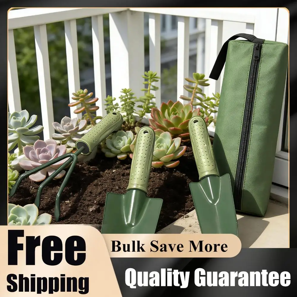 

Набор из 4 садовых инструментов: ручные грабли, совок, лопатка для огорода с нескользящими ручками и сумкой для хранения, для копания и прополки