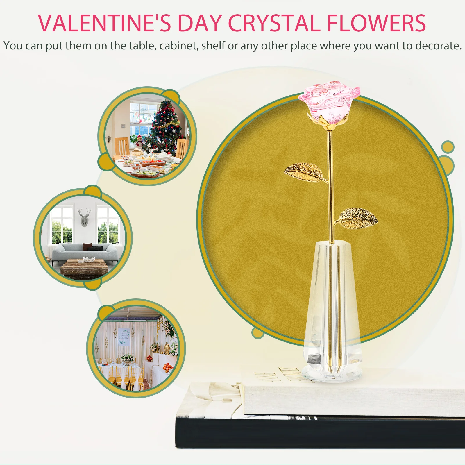 

1Set Crystal Flower Vase Crystal Crafts Home Decor Tabletop Office Valentine Gift Home Decoration Desktop Decoration
