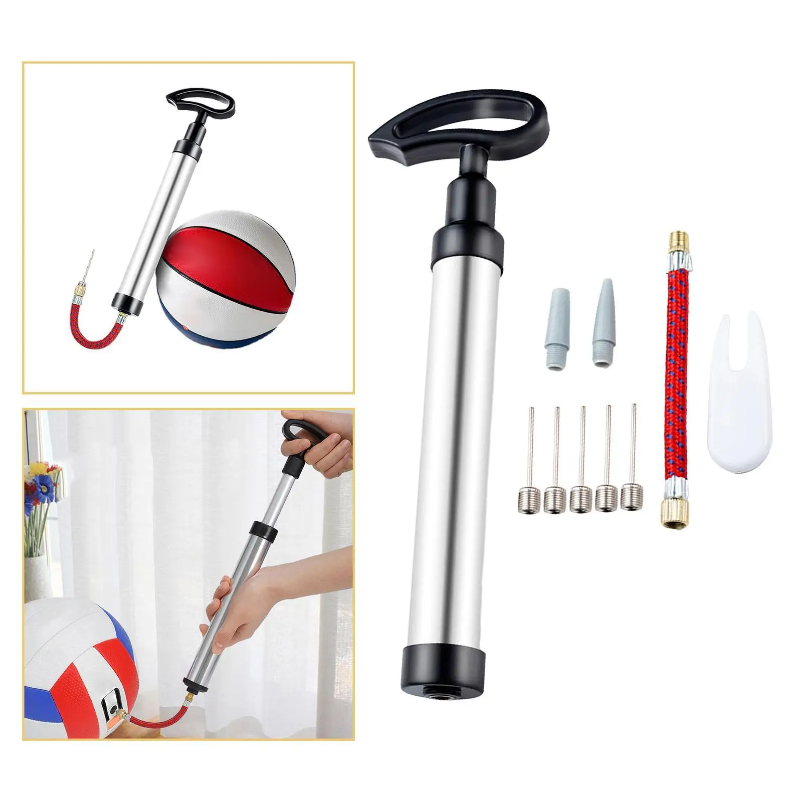 

Комплект насоса для мяча Насос с ручкой из алюминиевого сплава для волейбола, регби, футбола