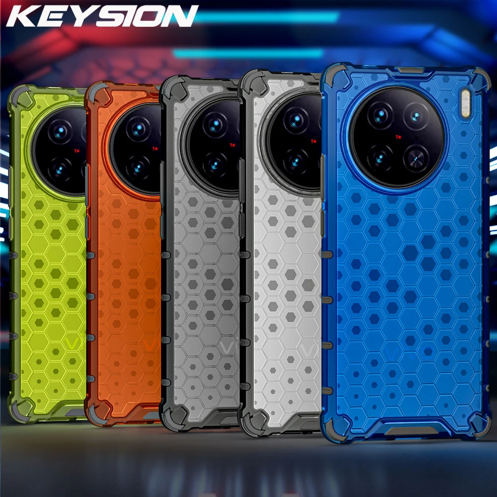 

KEYSION Shockproof Armor Case for VIVO X90 Pro 5G X80 Pro Silicone+PC Transparent Honeycomb Phone Cover for VIVO X90 Pro+ Plus