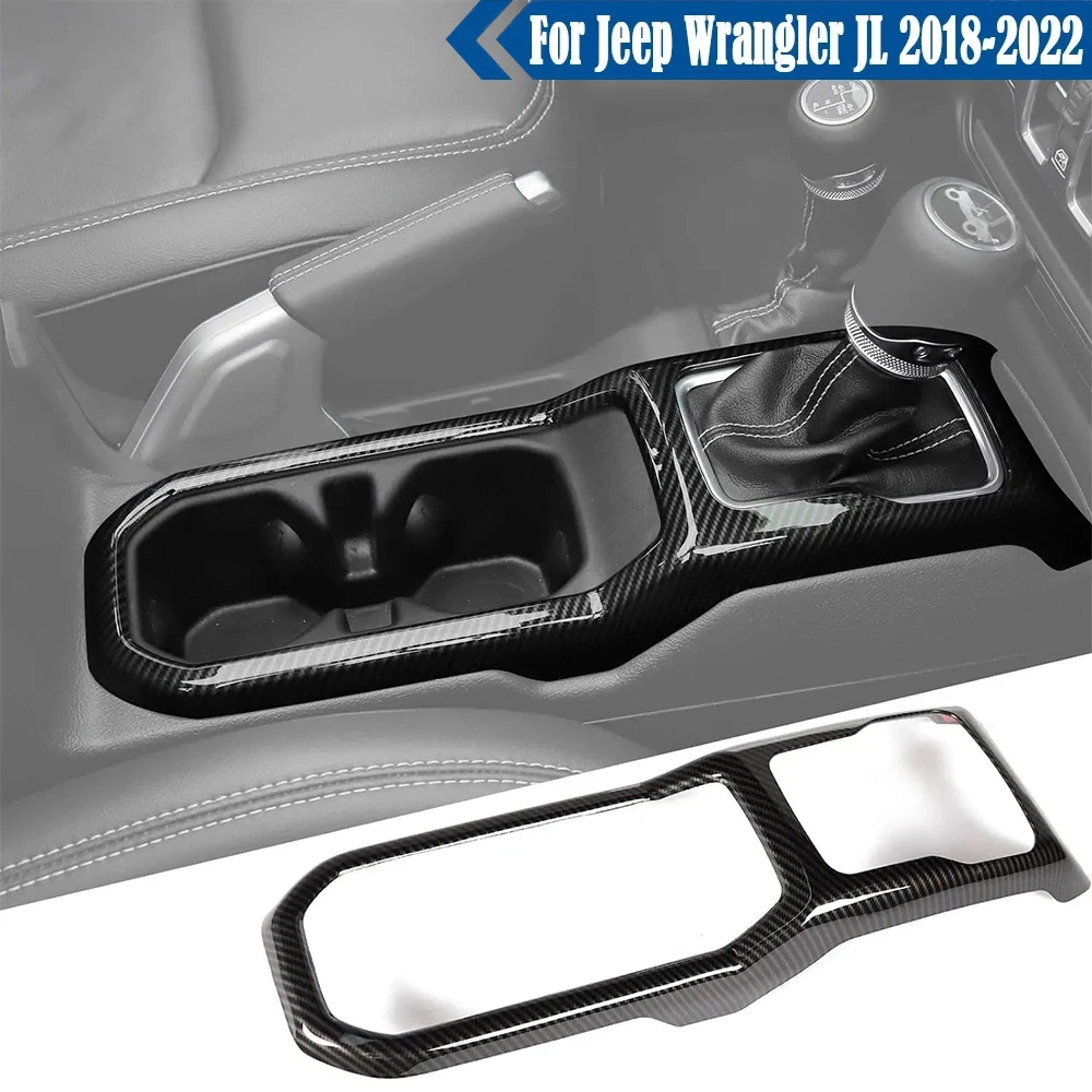 

Gear Shift Panel Cover Decoration Front Water Cup Holder Cover for Jeep Wrangler JL 2018-2022 Car Interior Mouldings Accessories