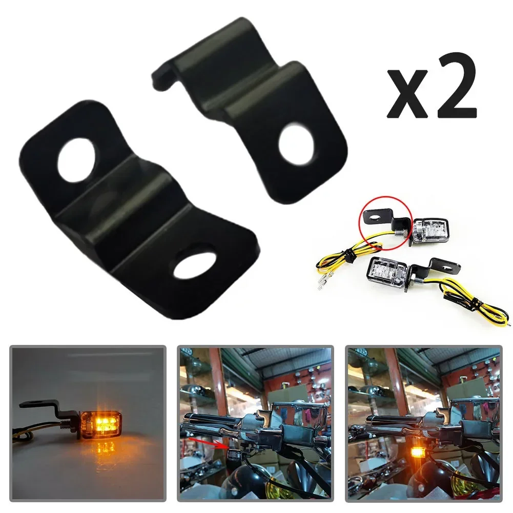 2PCS Universal Motorcycle Turn Signal Light Indicators Holder Brackets Aluminum Alloy Waterproof For Motor 12V Battery LED