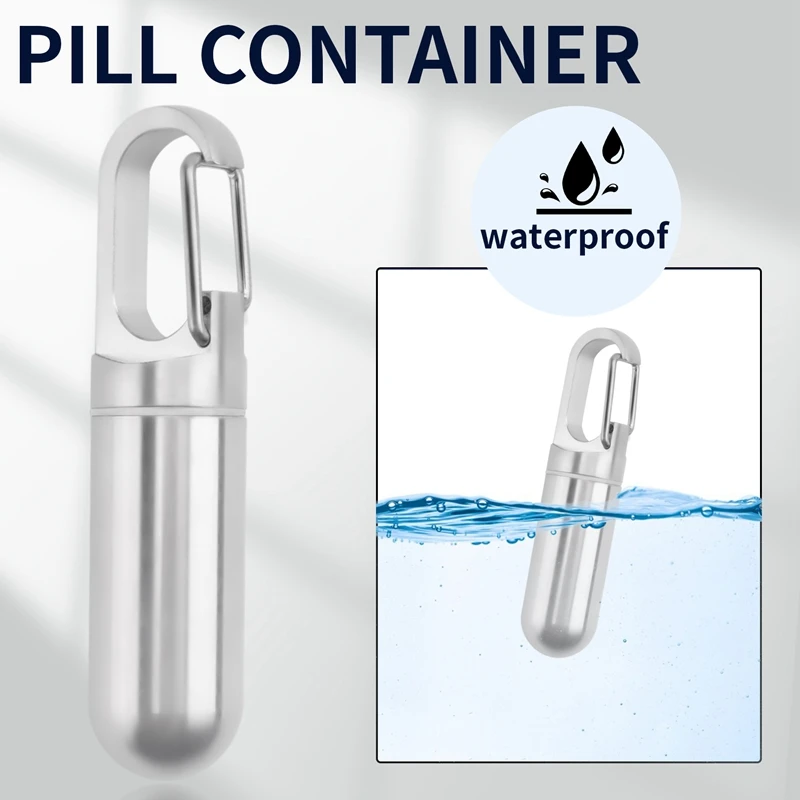A74I-Mini Sealed Storage Pill Box Pill Container Storage Box Stainless Steel Waterproof Outdoor Travel First Aid Kit