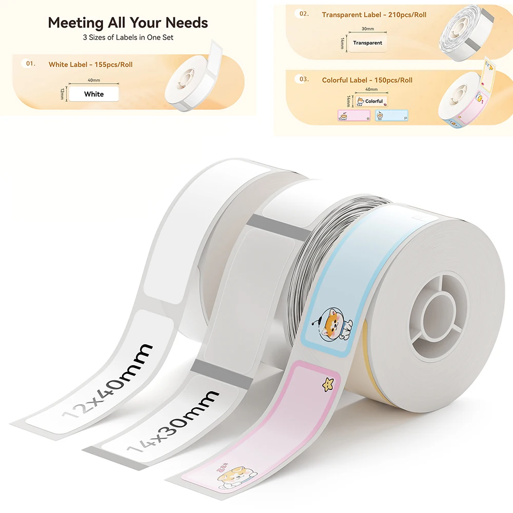 3 Rolls Kleur Thermisch Label Papier zelfklevende Sticker voor Niimbot D11 D110 D101 H1S Home Office Printer