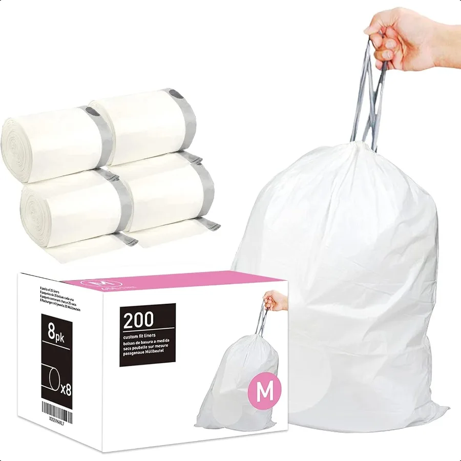 

Code M 200 Count 12 Gallon 45 Liter Trash Bags with Reinforced Drawstring Compatible with simpleman Code M 1.2 Mil Thick Heavy