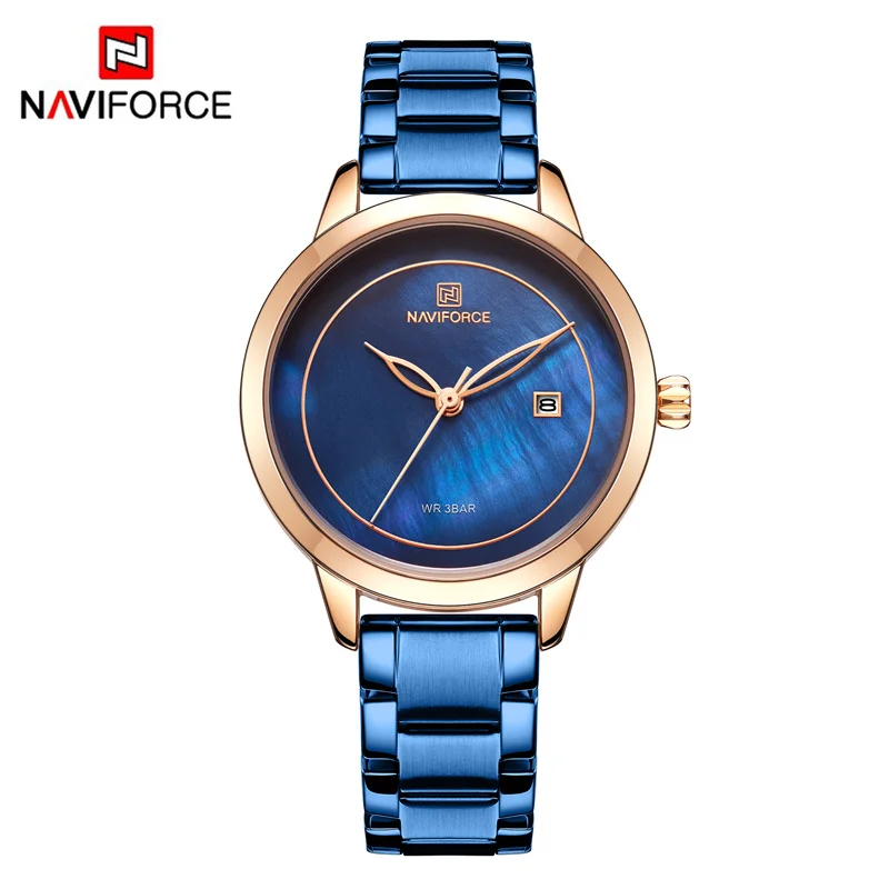 Women Watch NAVIFORCE Stainless Steel Elegant Lady Wristwatch Fashion Waterproof Ladies Watches Simple Girl Clock Set For Sale