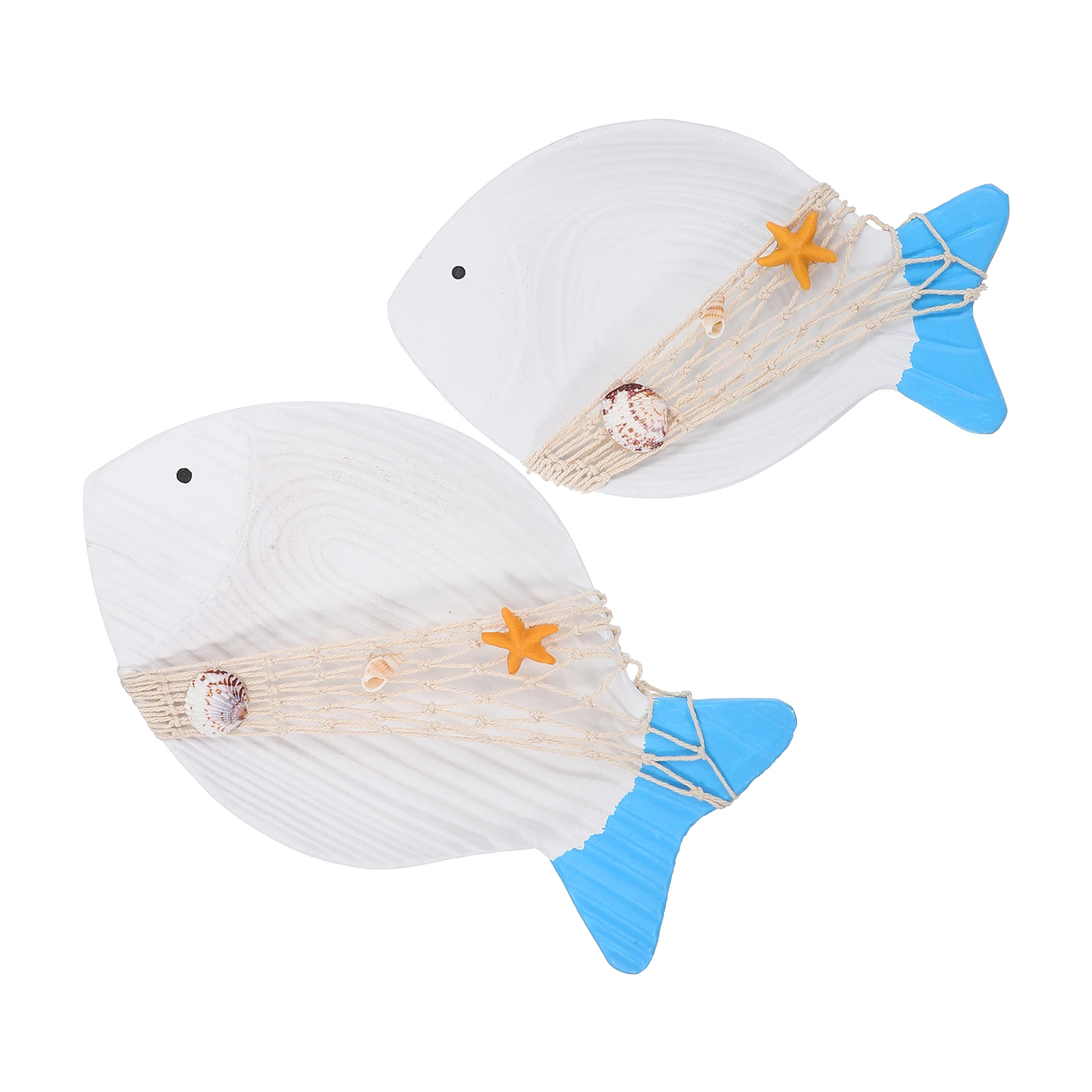 

2pcs Fish Wall Decor Wooden Marine Coastal Hanging Bedroom Kindergarten Home Adornment Accessories Wall Statue