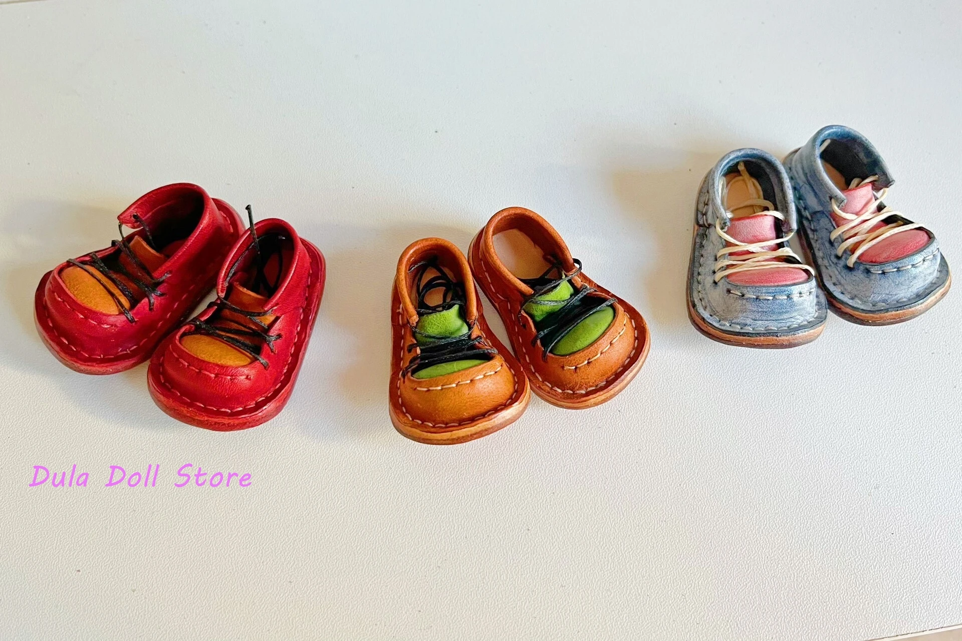 Dula Doll Color blocked large upturned strap leather shoes for Blythe ob24 ob22 body Landoudou Landazz  Doll Made To Order