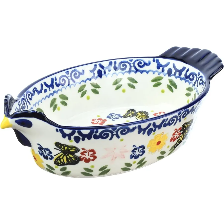 

Vintage Butterfly and Flower Pattern Pie Pan, Chicken Shape Ceramic Bakeware Casserole Dish Baking Pan Bakers Lasagna Pans Soup
