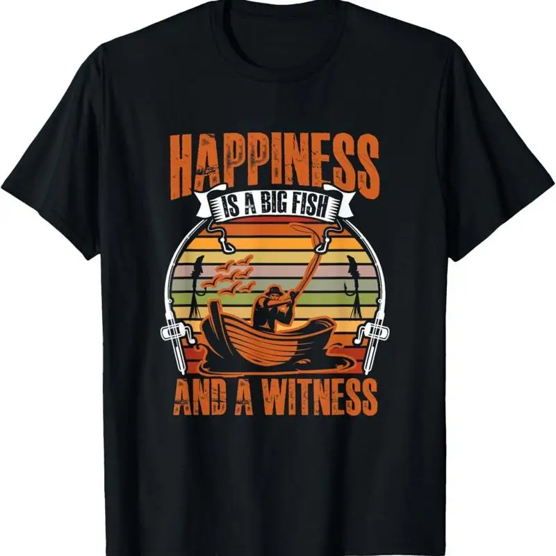 Felicidade um peixe grande e testemunha pescador pescador camiseta