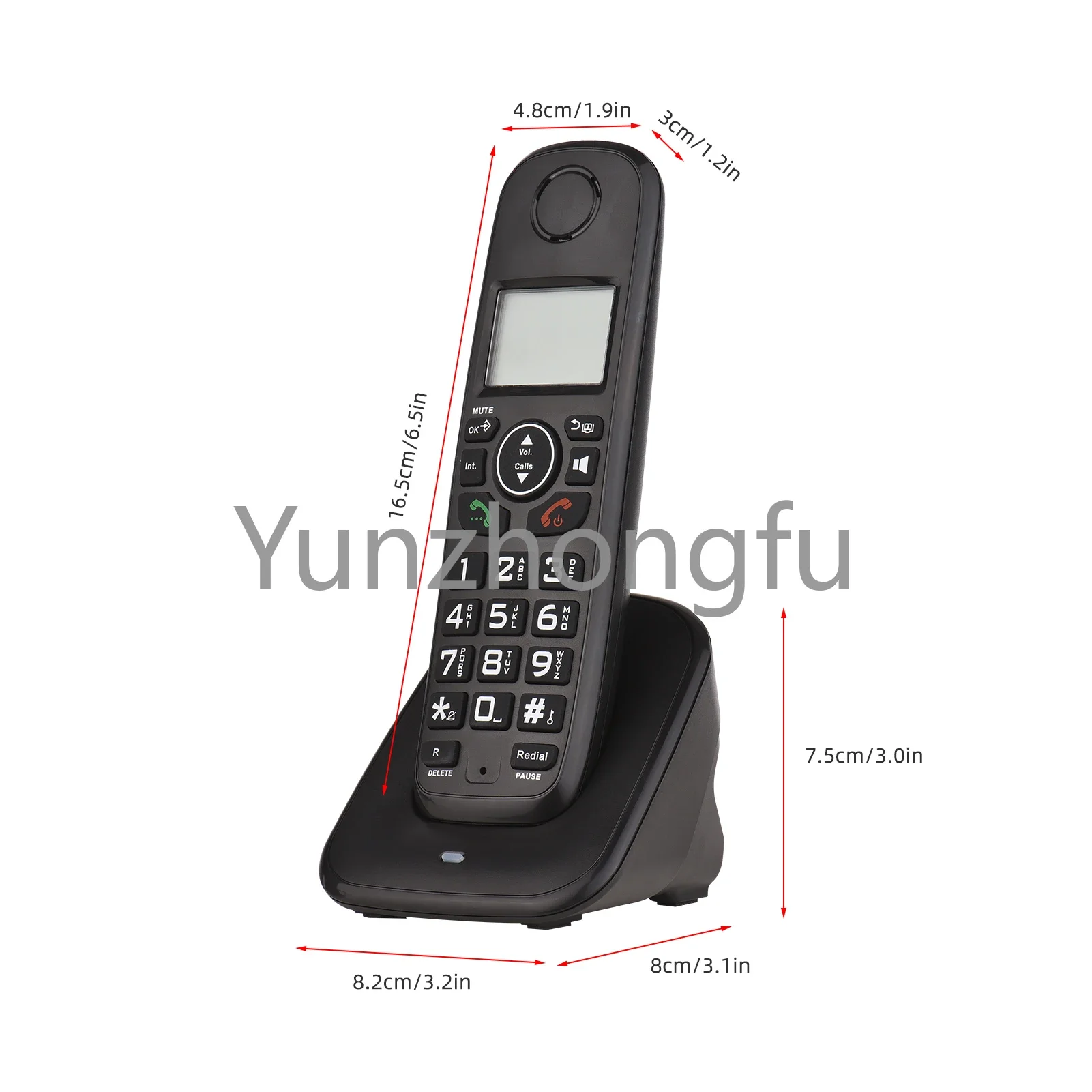 Desktop Black cordless Wireless Telephone With Multi Language Call ID Handfree Backlight Phone For Home Office