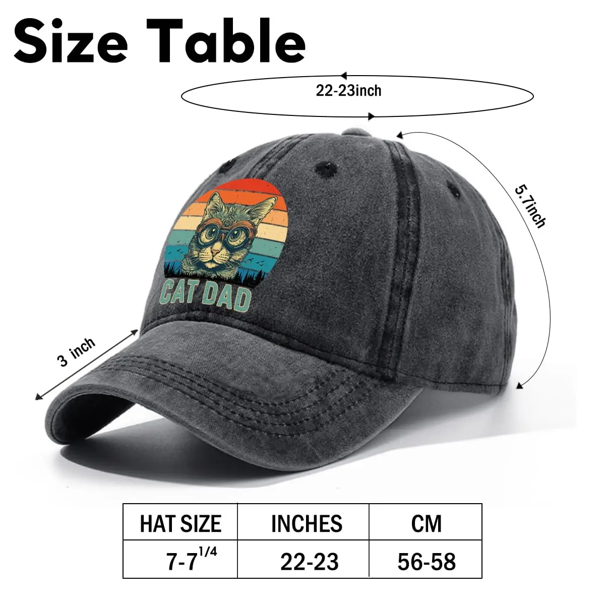 Cat Dad Adjustable Washed Cotton Baseball Cap Funny Hat Outdoor Accessories For Grandpa Dad Retirement Birthday For Father