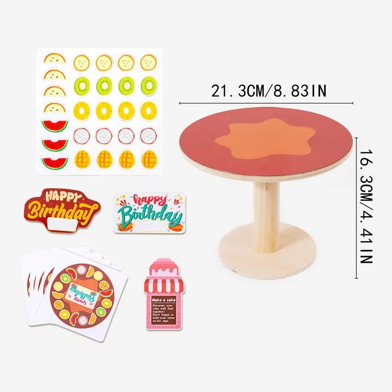 Speelgoed Cake Fruit Speelgoed Magneet Sticker Verjaardagstaart Set Magnetische Stickers Fruit Cake Met Houten Stand Educatief Fruit Magnetisch