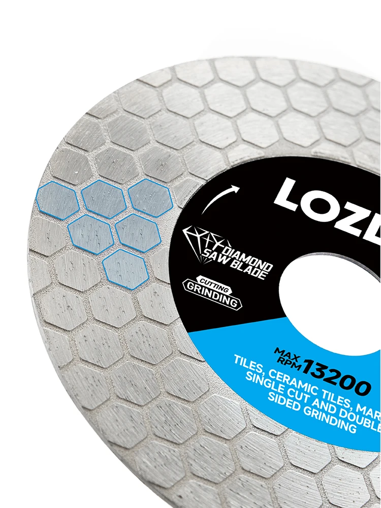 LOZLIN 115/125mm Diamant-Sägeblatt Schneid- und Schleifscheibe Doppelseitig Sechskant Granit Keramik Marmor Winkelschleifer Fliesenplatten-Schneidewerkzeug – Detail 6