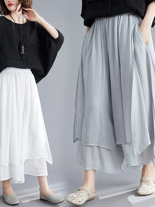 Pantaloni a gamba larga a vita alta Pantaloni casual di colore puro di arte della seta di lino di cotone della nuova estate delle donne Vintage Sle diciotto lunghezza