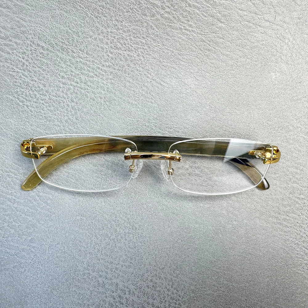 

Eyeglass Frames Unique Vintage Rimless Handmade Natural Horn Reading Prescription Man Glasses Frames Optical Lenses Eyeglasses